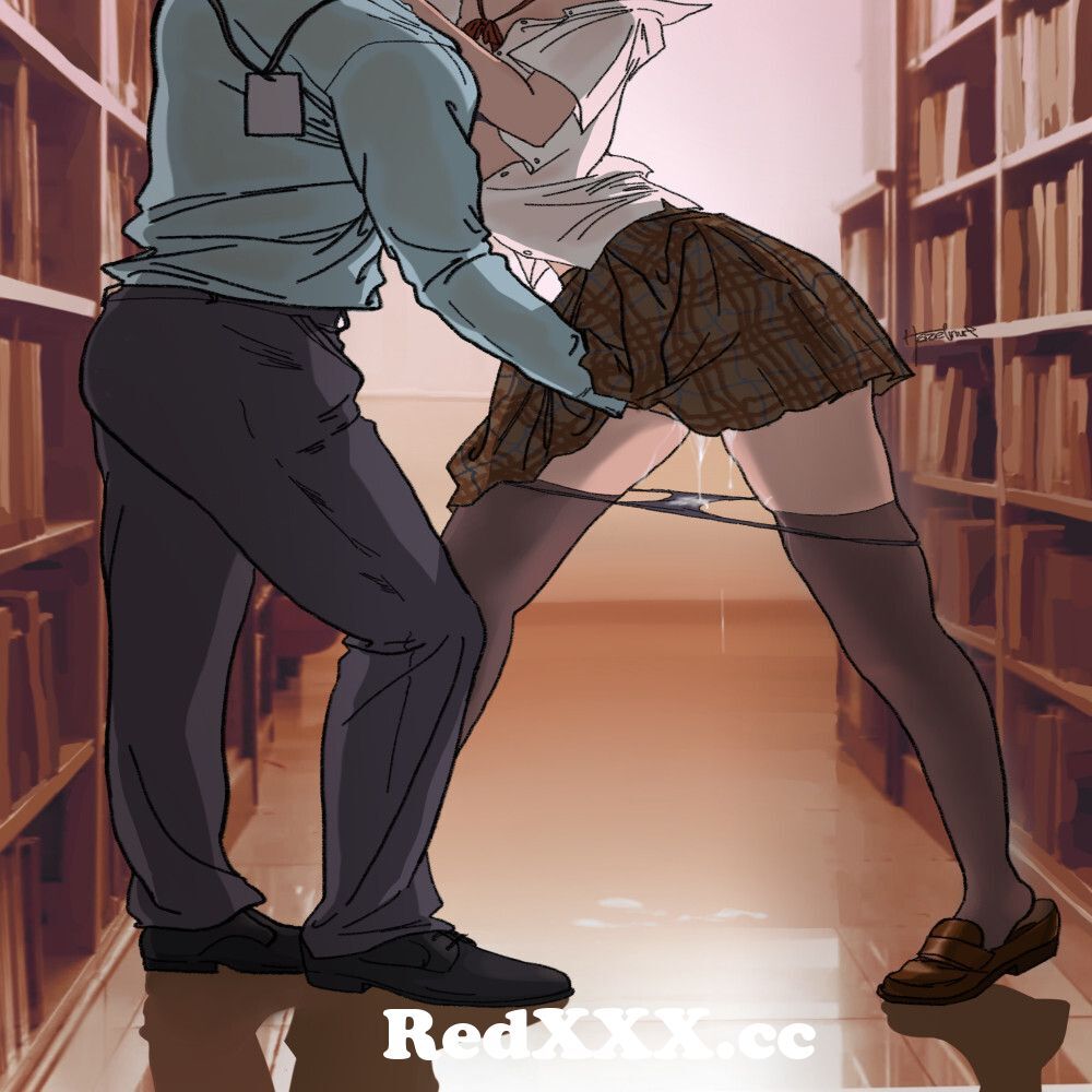 Horny girl in the library
