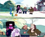 So in one scene, Amethyst barely goes up to Garnets thighs, but in the very next scene, her head is up to Garnets Stomach! What is she some magical woman? from woman boy sex scene