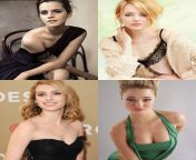 Emma Watson, Emma Stone, Emma Roberts, Emma Rigby. 1) Titfucking with facial 2) throatfuck with throatpie 3) anal pronebone with creampie 4) mating press with impregnation. from emma butt big