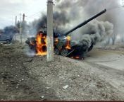 Rusian T-90 Main battle tank burning near Kharkov from amater rusian lesbian